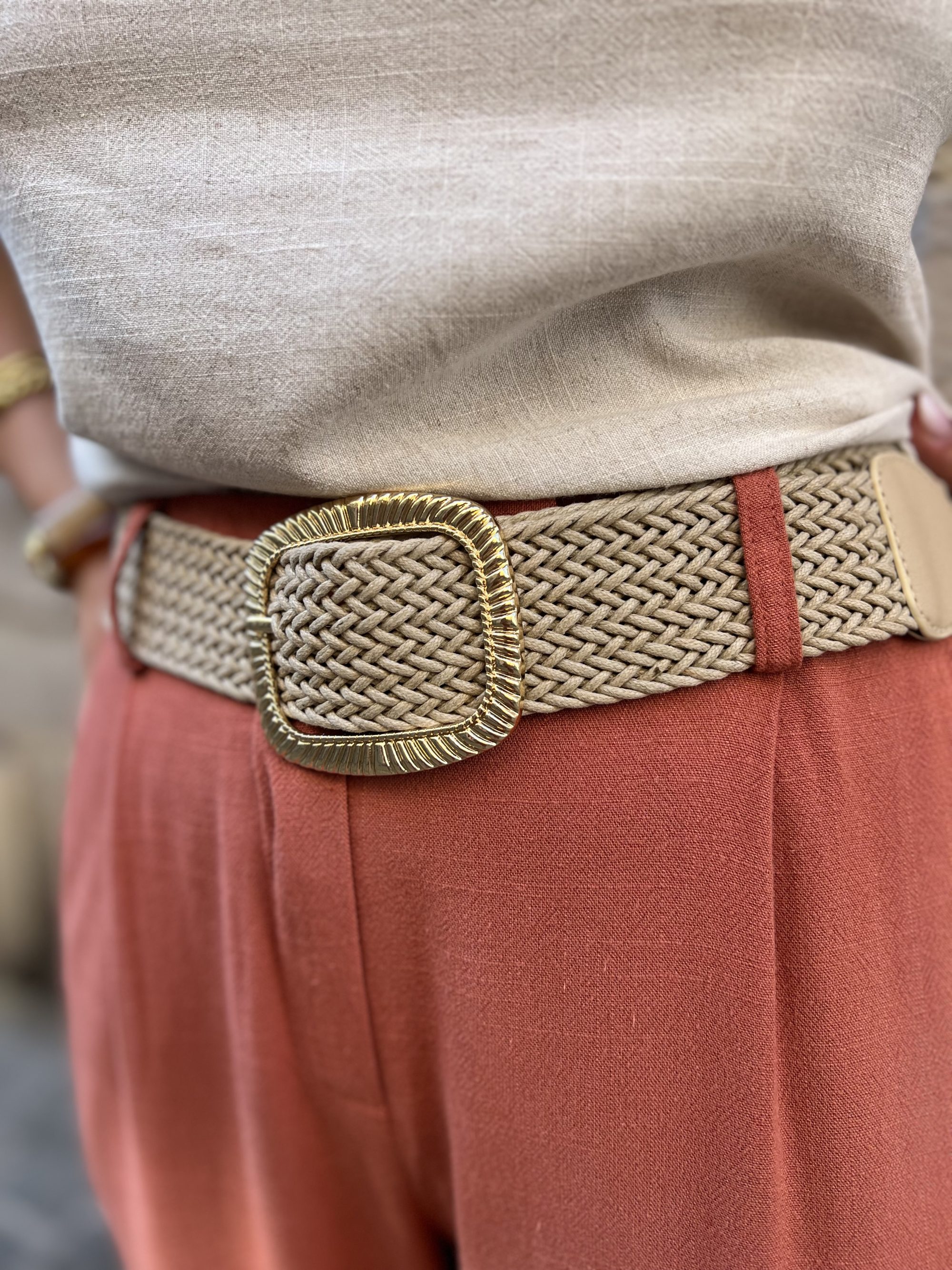 Ceinture paille dorée