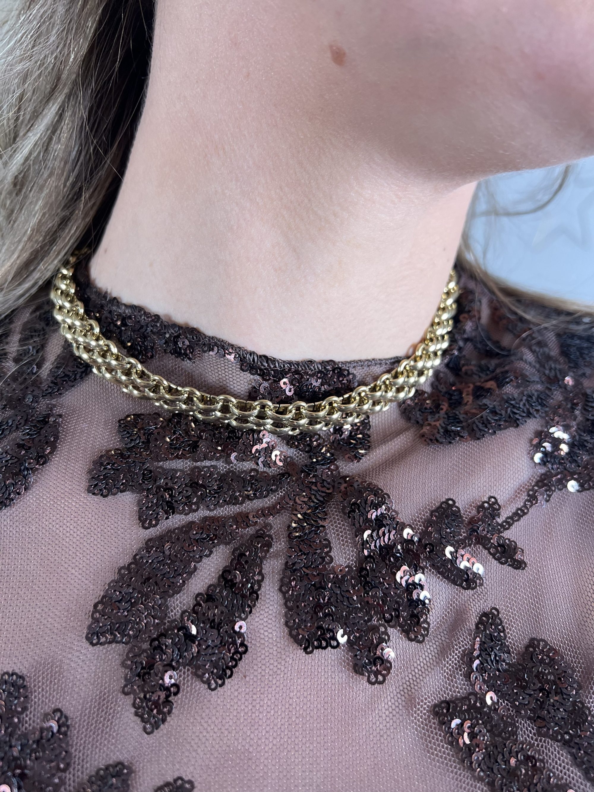 Collier grosse maille doré